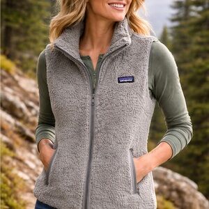 Patagonia Women’s Los Gatos Fleece Vest Medium Gray Sherpa Full Zip